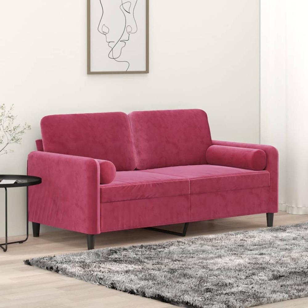 vidaXL 2-Sitzer-Sofa mit Zierkissen Weinrot 140 cm Samt Bild 1
