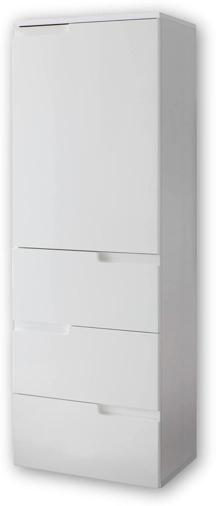 Stella Trading SPICE Büroschrank in Hochglanz Weiß - Halbhoher Aktenschrank mit Schubladen - Modernes Büromöbel Komplettset - 50 x 145 x 35 cm (B/H/T) Bild 1