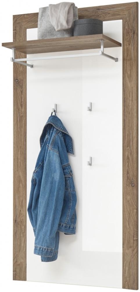 Garderobe Paneel Wandgarderobe Hängepaneel für Kleider ca. 70 x 143 x 30 cm Eiche dunkel / Weiß Bild 1