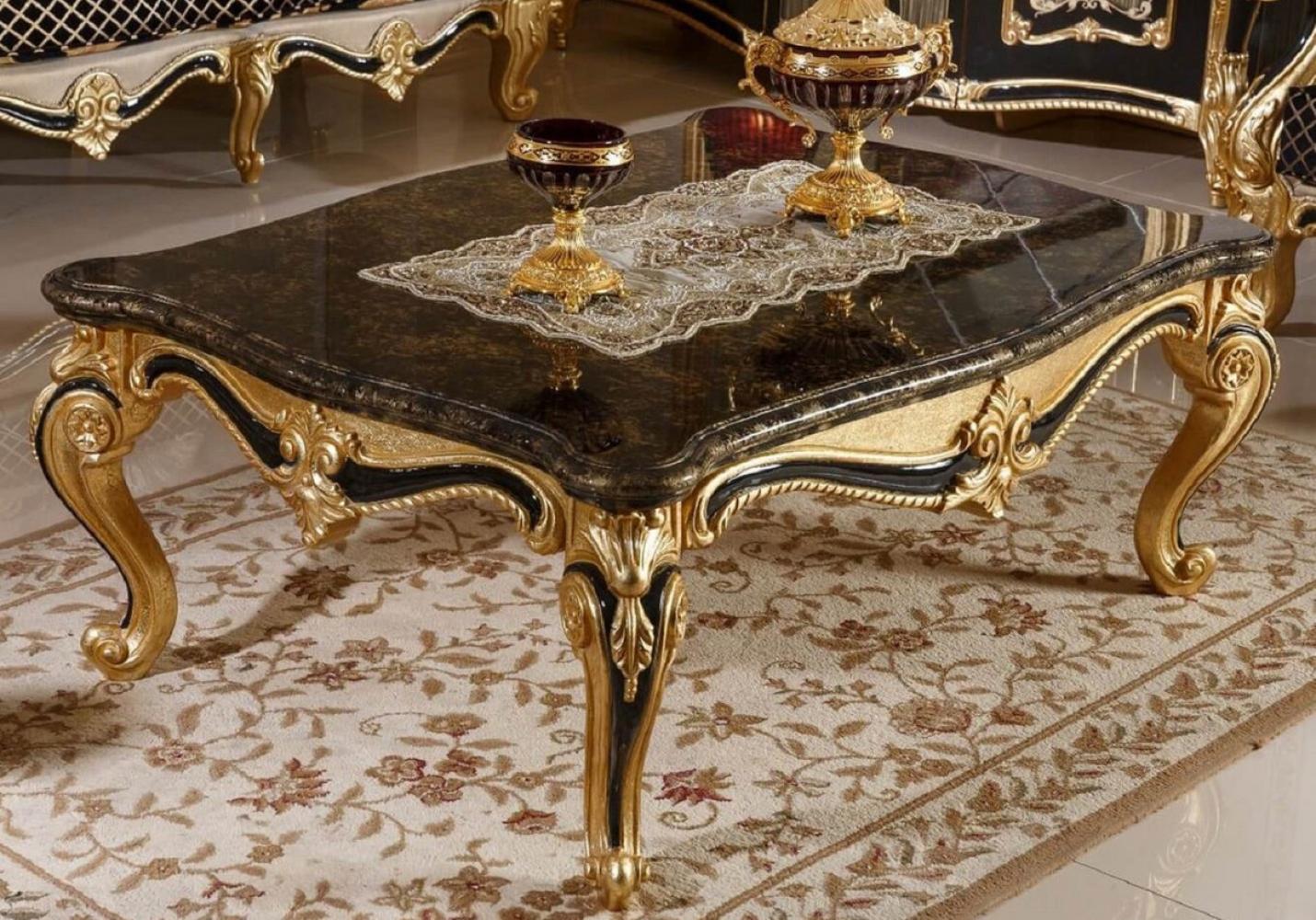 Casa Padrino Luxus Barock Couchtisch Schwarz / Gold - Prunkvoller Massivholz Wohnzimmertisch im Barockstil - Barock Wohnzimmer Möbel - Edel & Prunkvoll Bild 1