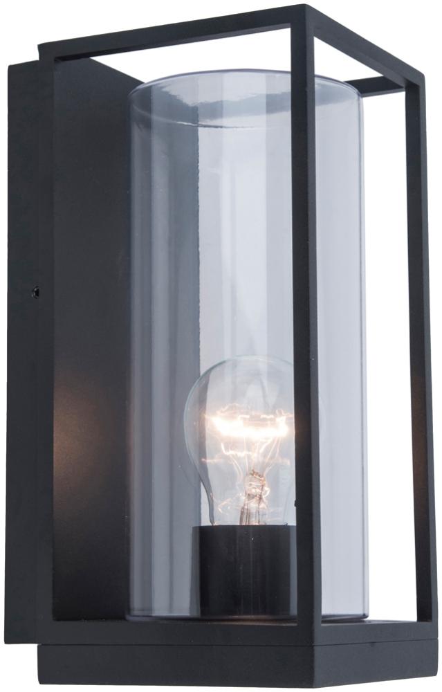 LED Außenwandleuchte Laterne Schwarz mit Glas, Höhe 26 cm Bild 1