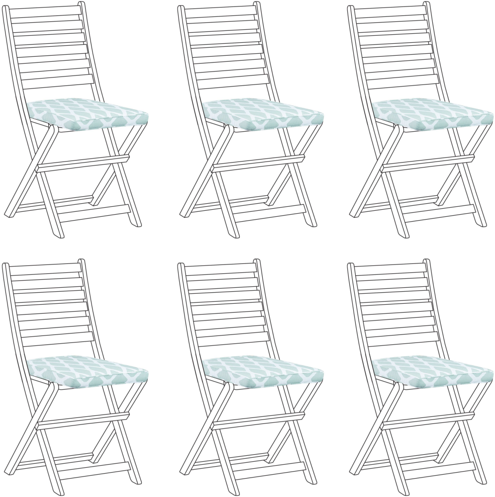 Sitzkissen für Stuhl TOLVE 6er Set mintgrün weiß geometrisches Muster 31 x 39 x 5 cm Bild 1