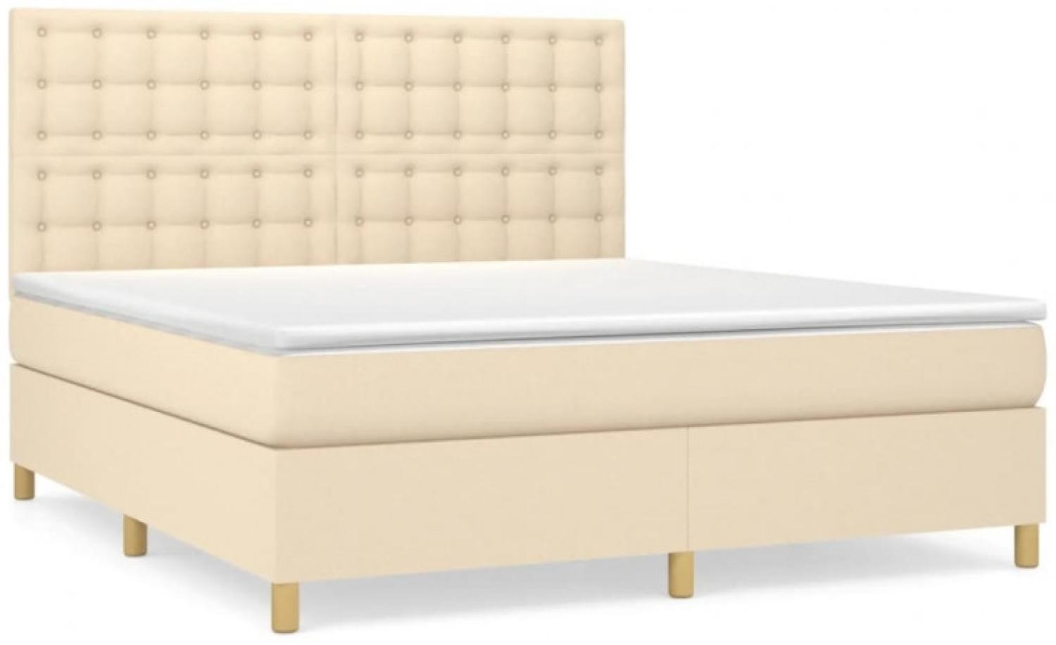 vidaXL Boxspringbett mit Matratze Creme 160x200 cm Stoff Bild 1