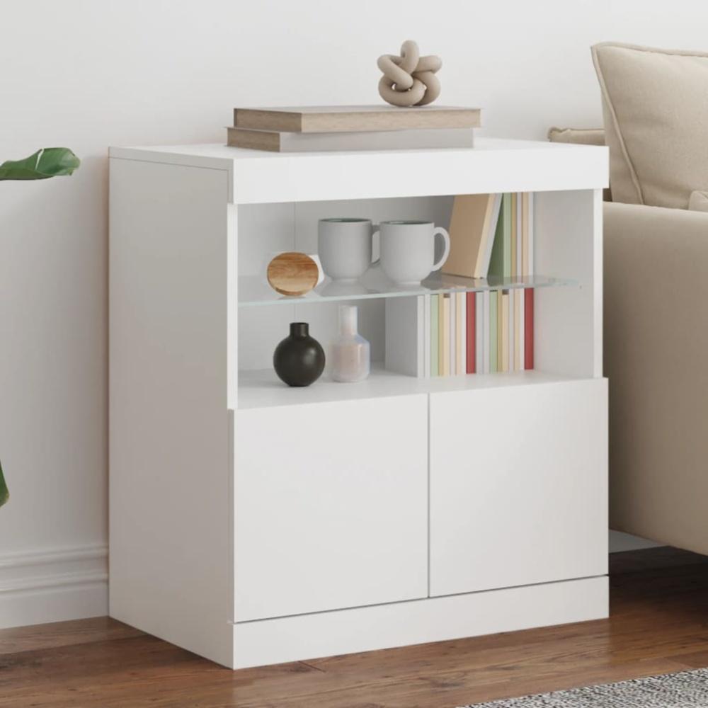 vidaXL Sideboard mit LED-Leuchten Weiß 60x37x67 cm Bild 1