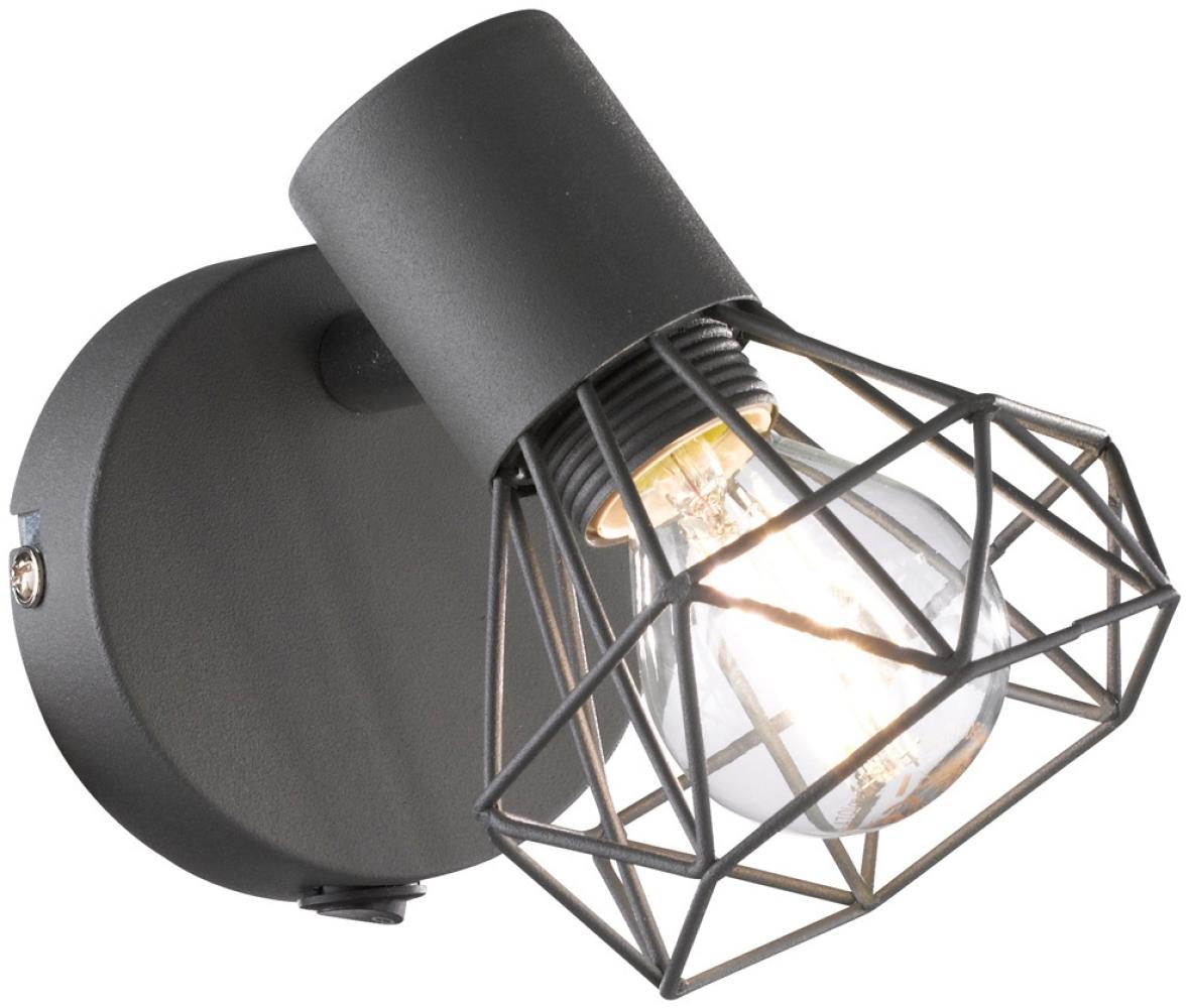 LED Wandstrahler Grau mit Schalter, Gitterlampe schwenkbar, Breite 8cm Bild 1