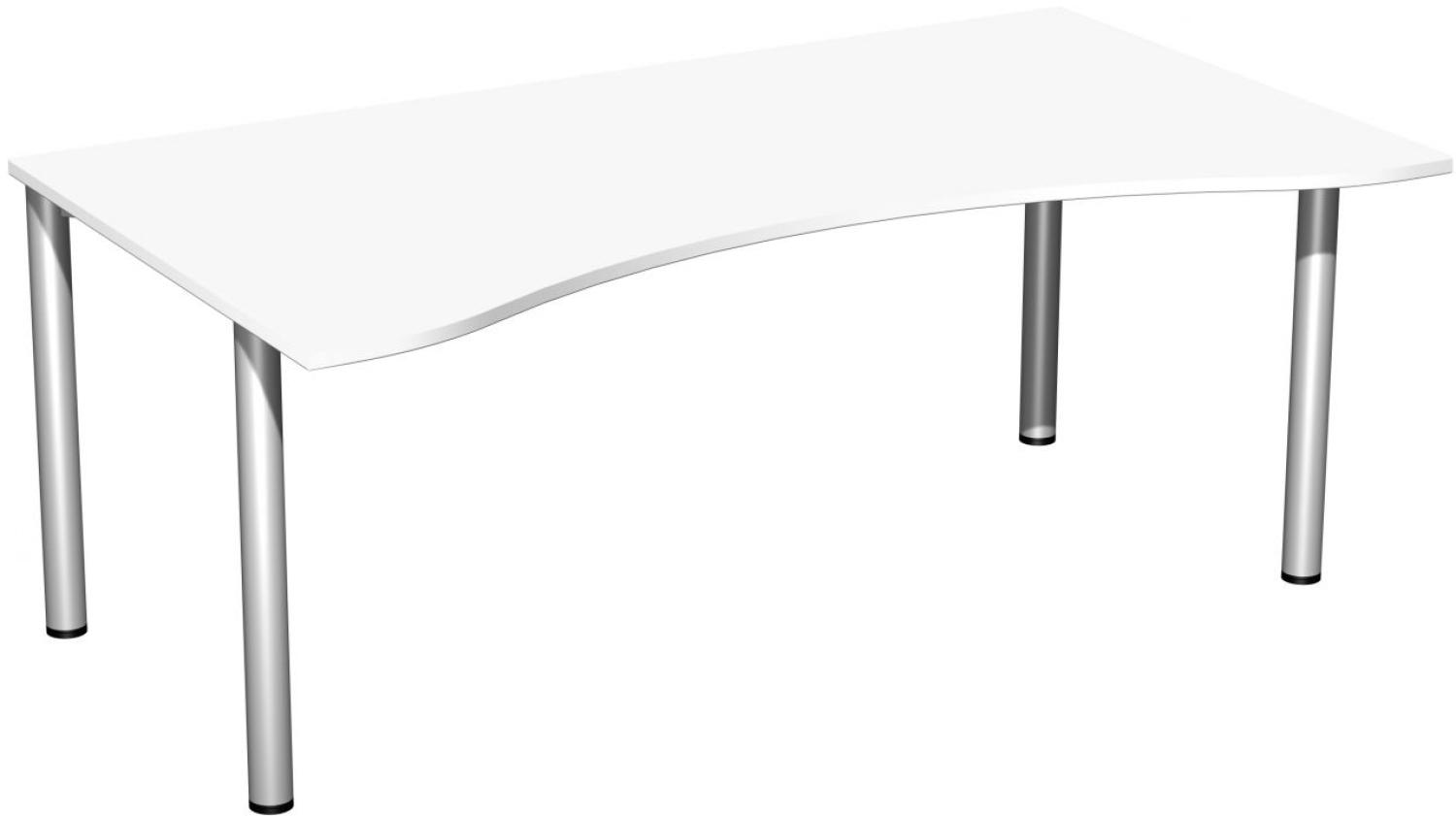 Schreibtisch '4 Fuß Flex', feste Höhe 180x100cm, Weiß / Silber Bild 1