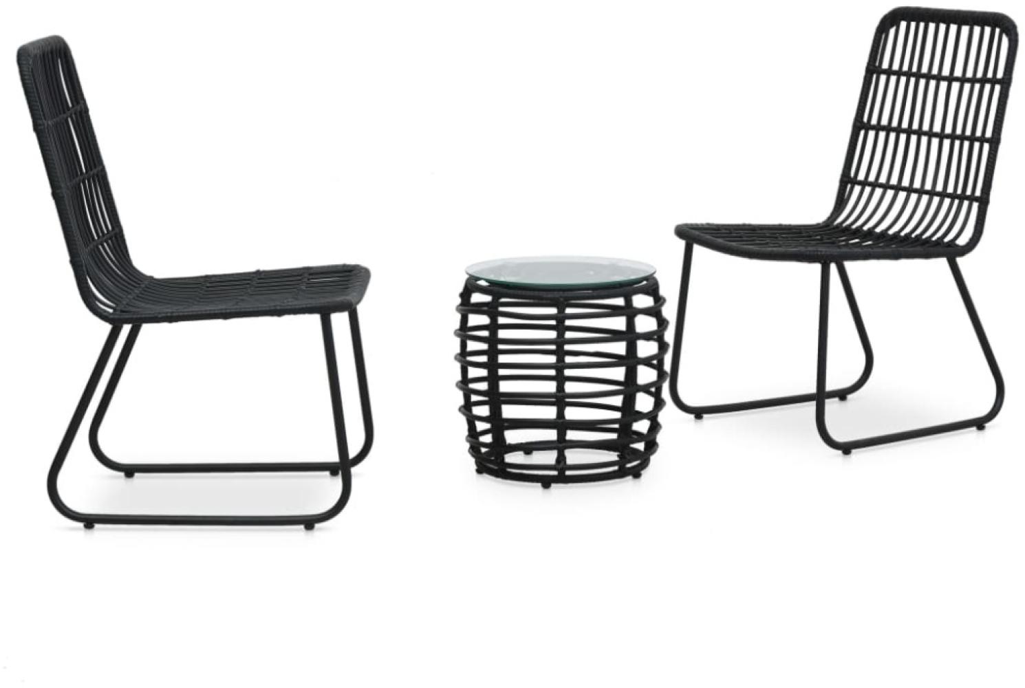 vidaXL 3-tlg. Bistro-Set Poly Rattan Schwarz Bild 1