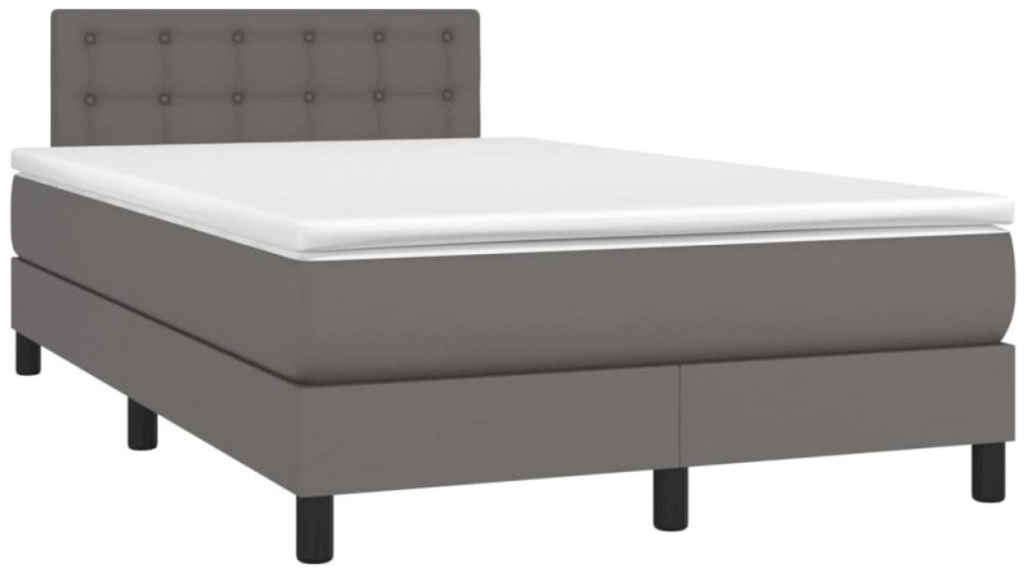 Boxspringbett mit Matratze & LED Grau 120x190 cm Kunstleder (Farbe: Grau) Bild 1