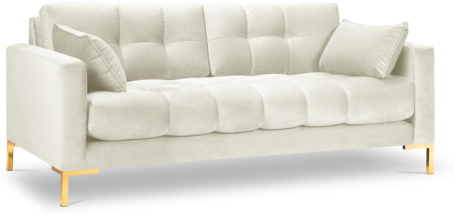 Micadoni 2-Sitzer Samtstoff Sofa Mamaia | Bezug Light Beige | Beinfarbe Gold Metal Bild 1