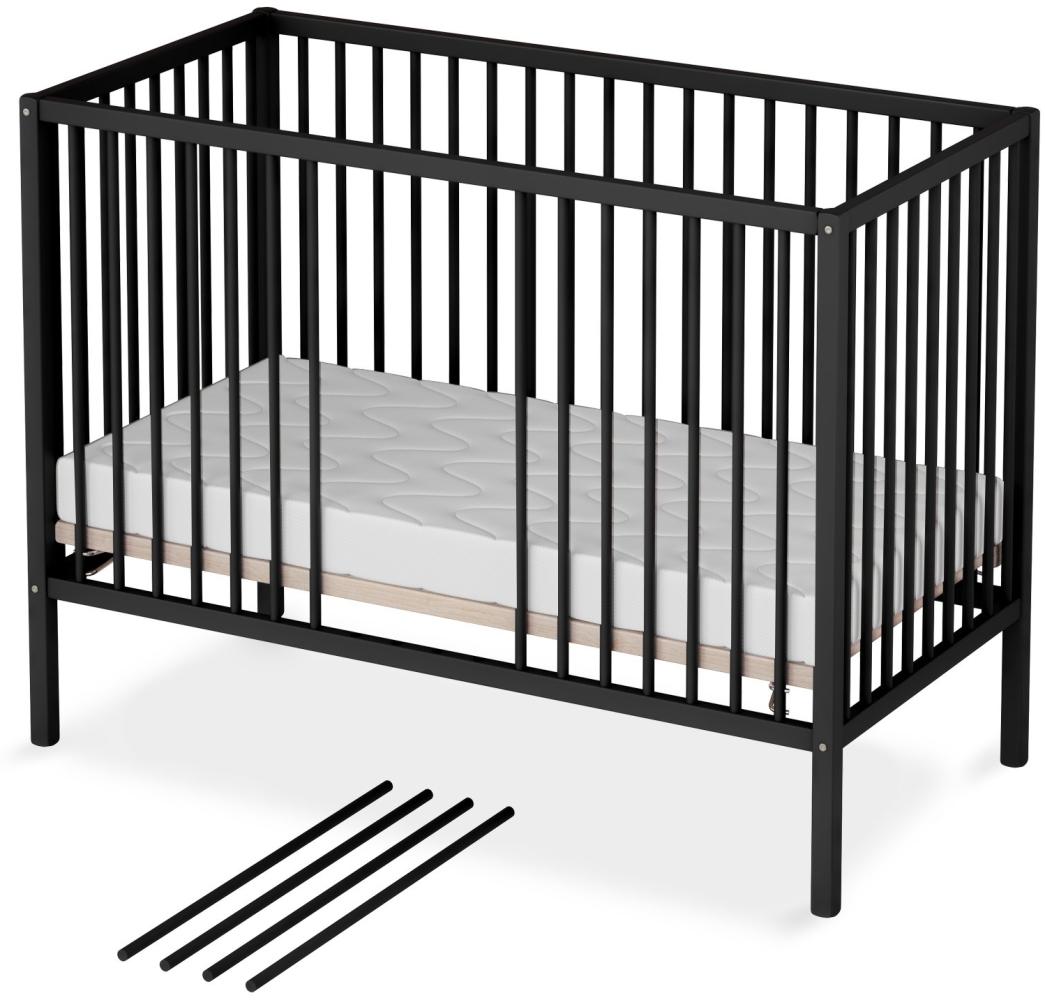 Sämann Babybett Sleepy 60x120 cm mit Matratze Delight, schwarz - BLACK EDITION - Bild 1
