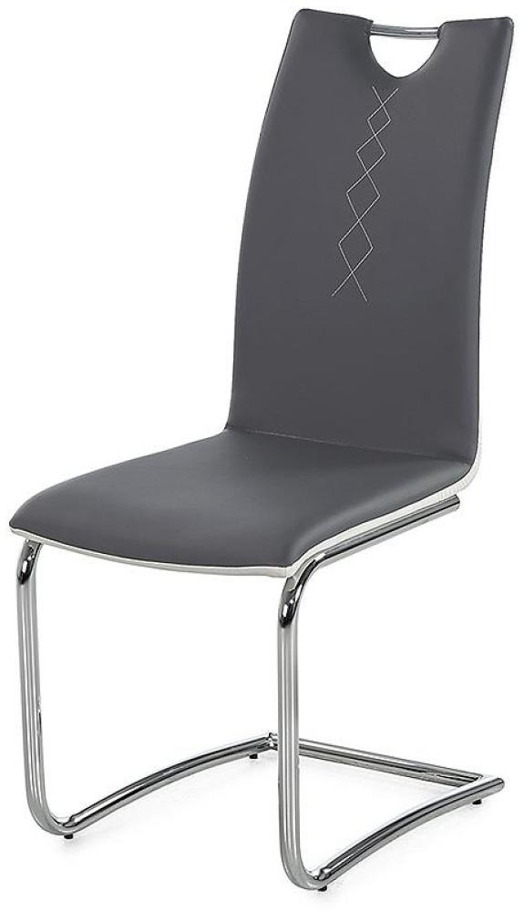 Schwingstuhl 'GENF' 4er-Set Stuhl in grau/weiß und Chrom Bild 1