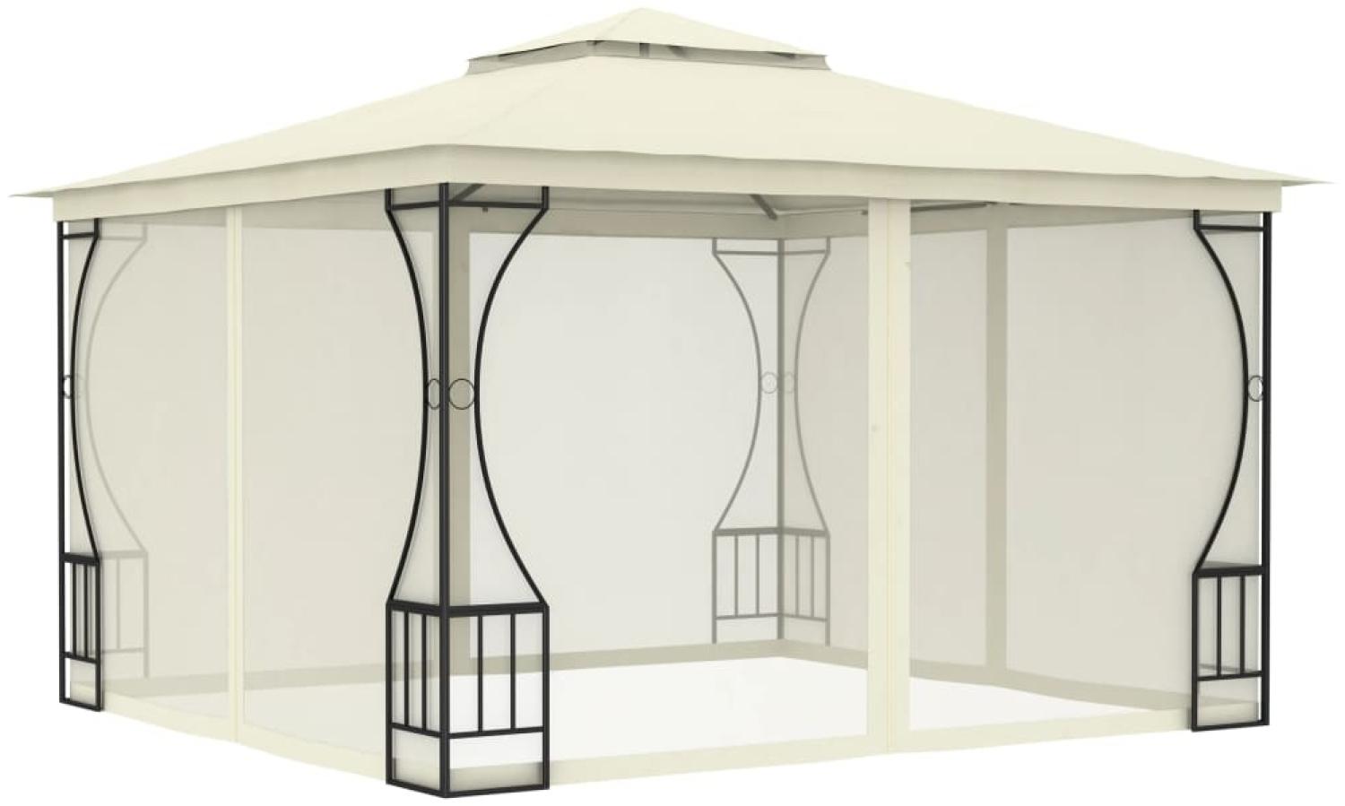 Pavillon mit Netz 300x300x265 cm Creme Bild 1