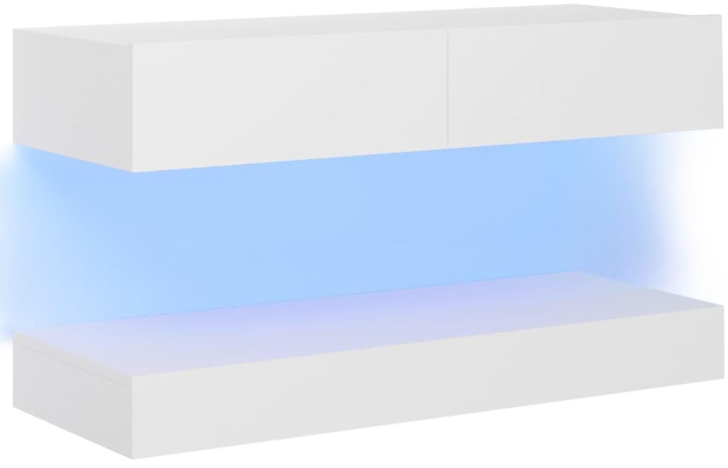 vidaXL TV-Schrank mit LED-Leuchten Weiß 90x35 cm Bild 1