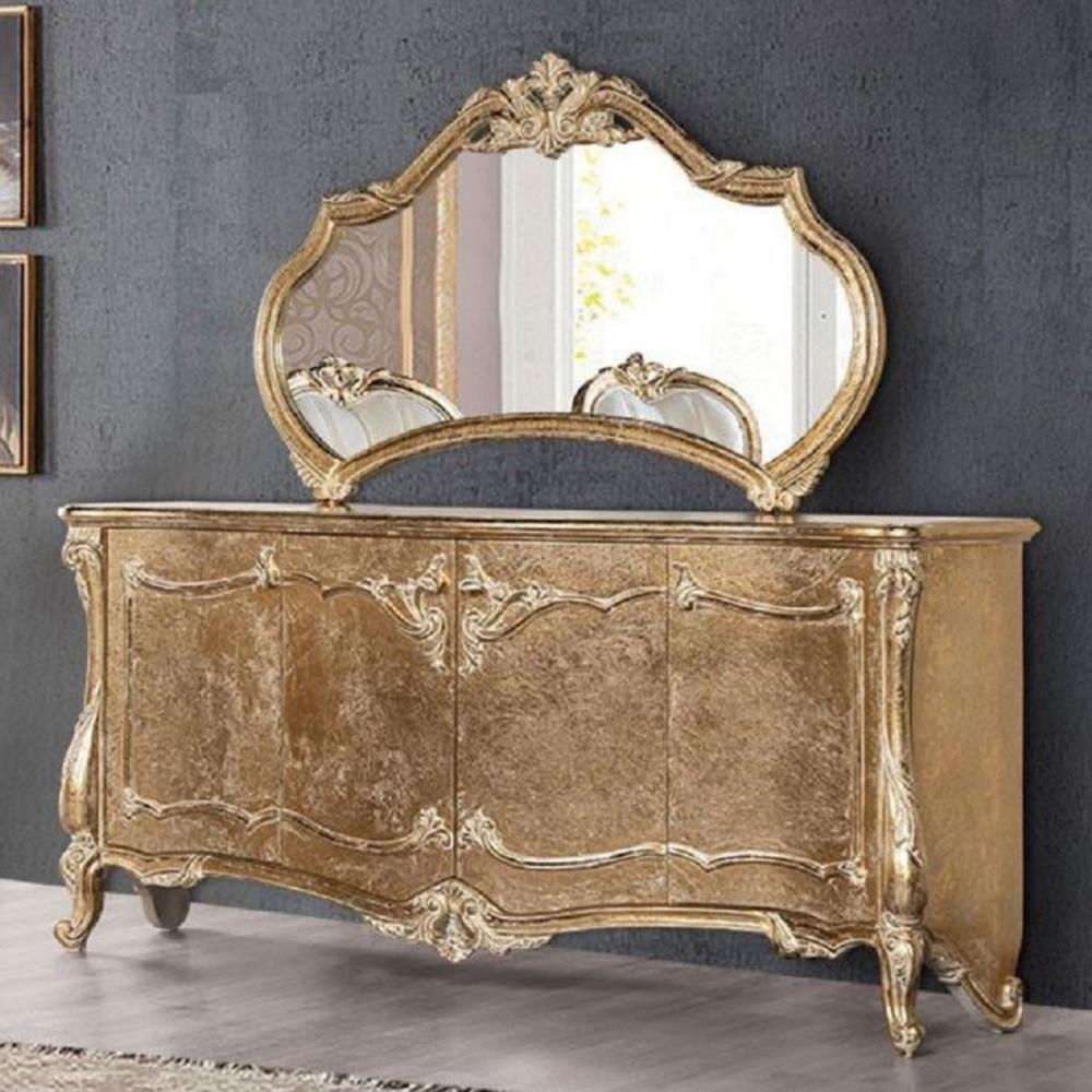 Casa Padrino Luxus Barock Möbel Set Antik Gold - 1 Barock Sideboard mit 4 Türen & 1 Barock Wandspiegel - Barock Möbel - Edel & Prunkvoll Bild 1