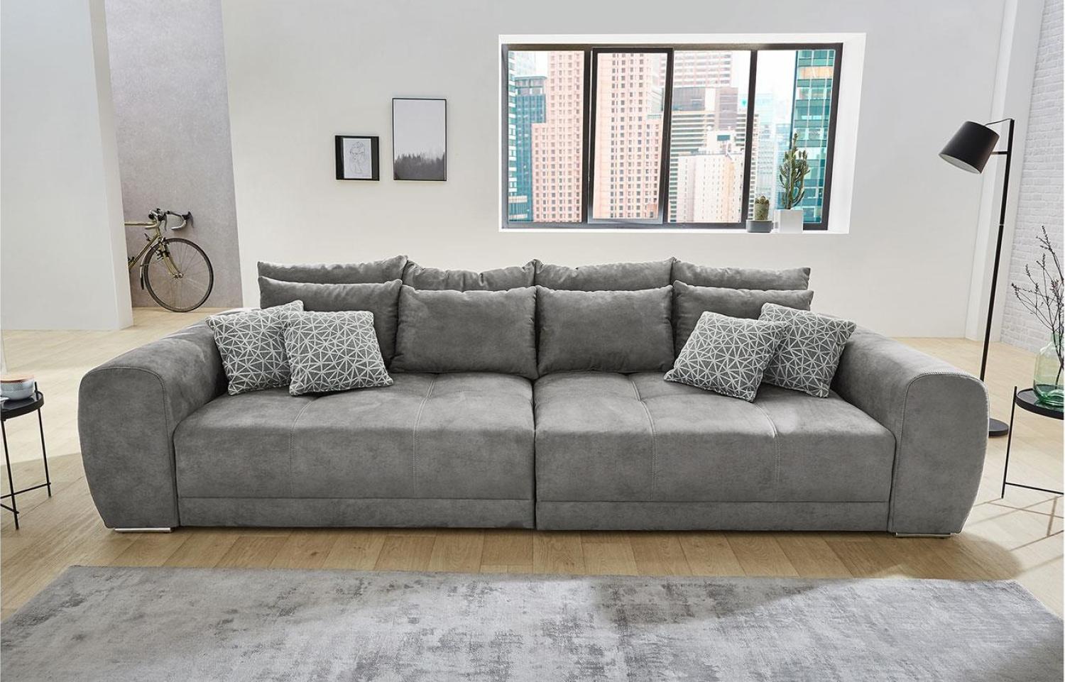 Big Sofa MOLDAU XXL Couch in Microfaser grau mit Kissen Bild 1
