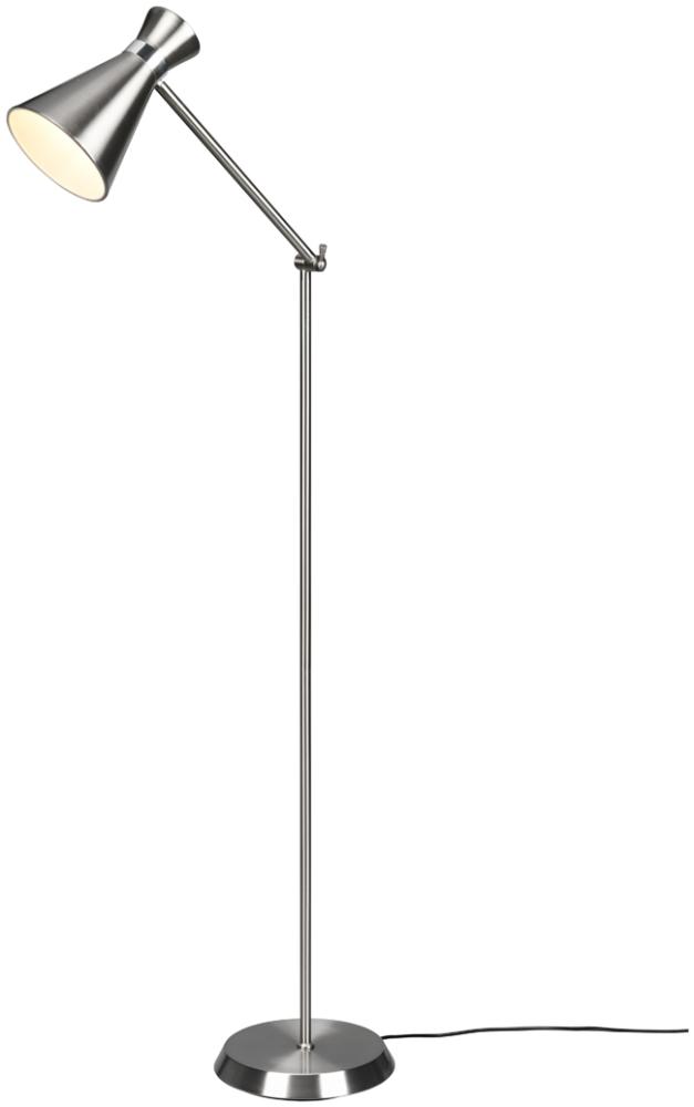 LED Stehleuchte Gelenk & Fußschalter, Metallschirm in Silber - Höhe 150cm Bild 1