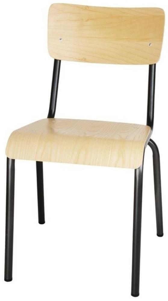 Bolero Cantina Stühle mit Sitz und Rückenlehne aus Holz in Metallic-Grau (4 Stück) Bild 1