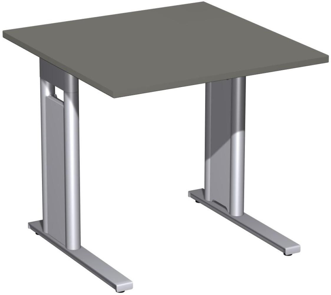 Schreibtisch 'C Fuß Pro', feste Höhe 80x80cm, Graphit / Silber Bild 1