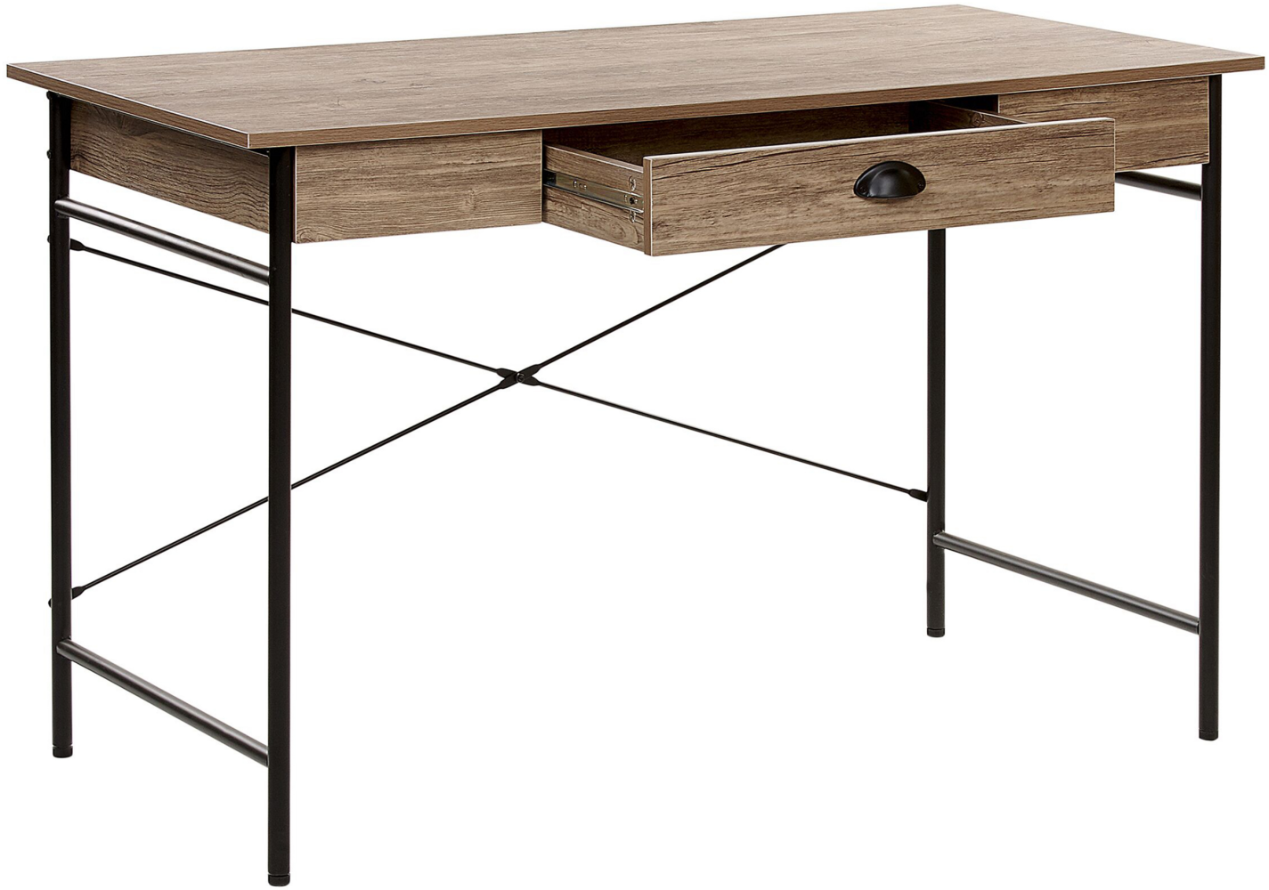 Schreibtisch dunkler Holzfarbton Stahlgestell mit Schublade 120x60 cm industrie Look Jugend- und Arbeitszimmer Bild 1