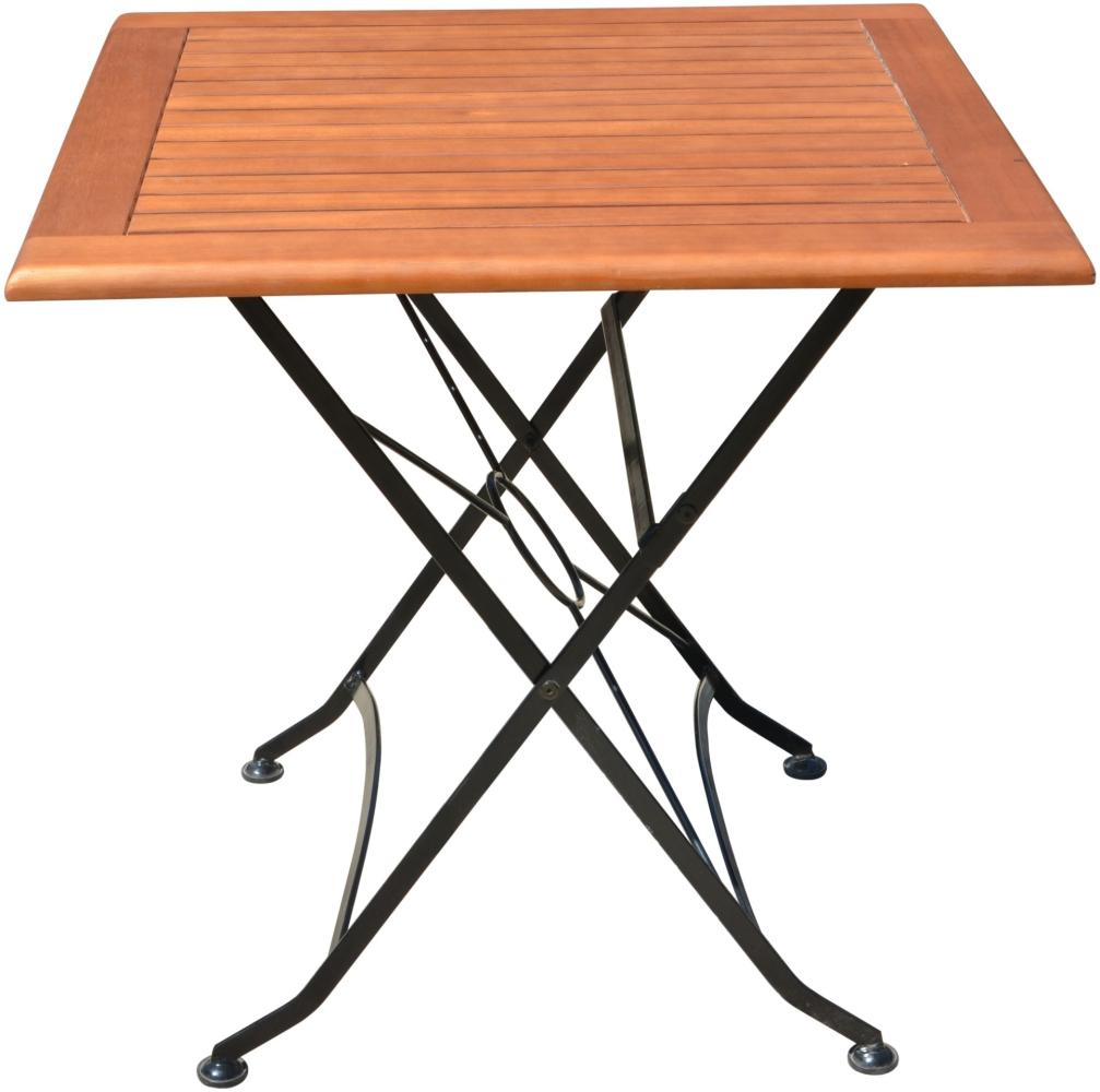 Tisch WIEN quadratisch klappbar Braun Holz Metall Garten Gartentisch Esstisch Bild 1