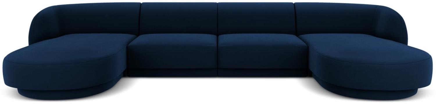 Micadoni 5-Sitzer Samtstoff Panorama Sofa Miley | Bezug Royal Blue | Beinfarbe Black Plastic Bild 1