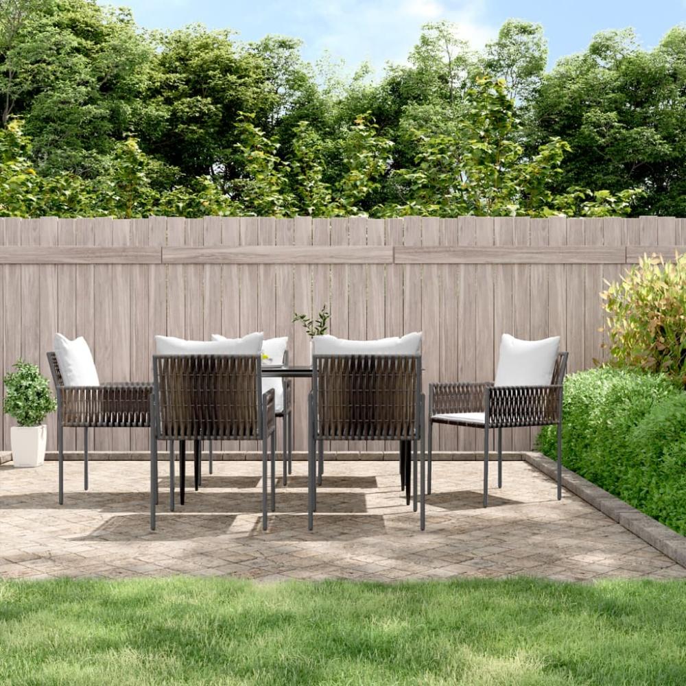 vidaXL Gartenstühle mit Kissen 6 Stk. Braun 54x61x83 cm Poly Rattan Bild 1