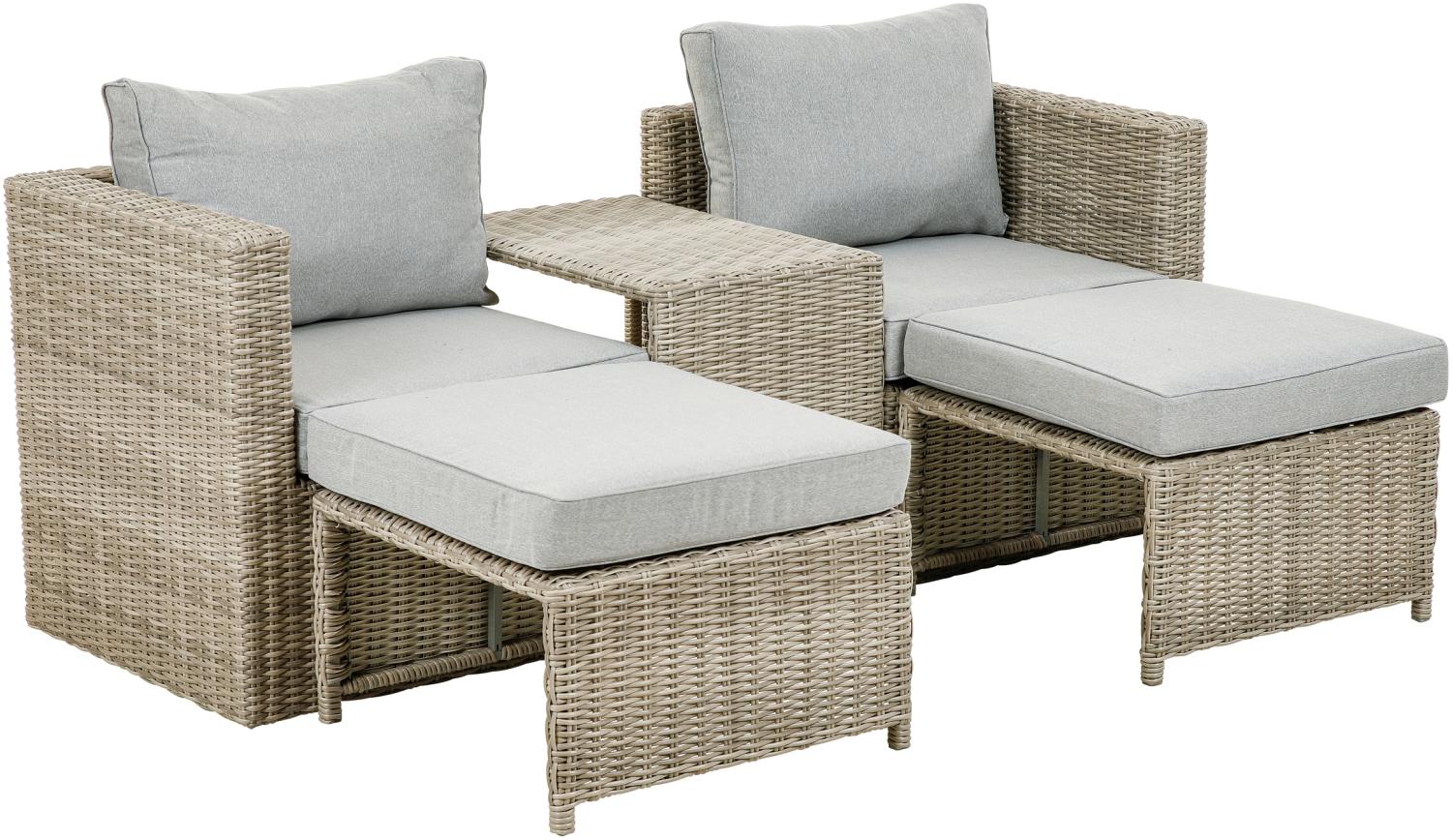 greemotion Lounge-Set Outdoor Olea Mini, Polyrattan Set mit Stahlrahmen, Tisch, Kissen 8 cm, Gartenmöbel-Set, Loungemöbel-Set Bild 1
