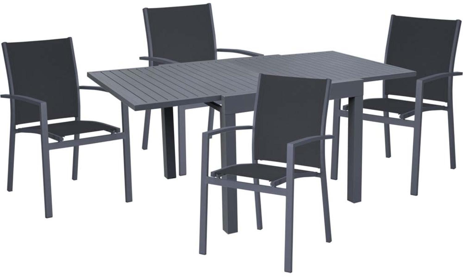 Tischgruppe ELENA, 5 teilig, Aluminium, dunkelgrau Bild 1