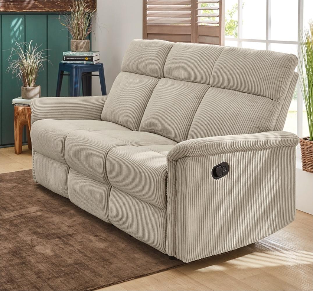 TV Sessel JUIST 3 Sitzer Couchgarnitur, Couch verstellbar, Sofa in Cord beige ca. 180 cm Bild 1