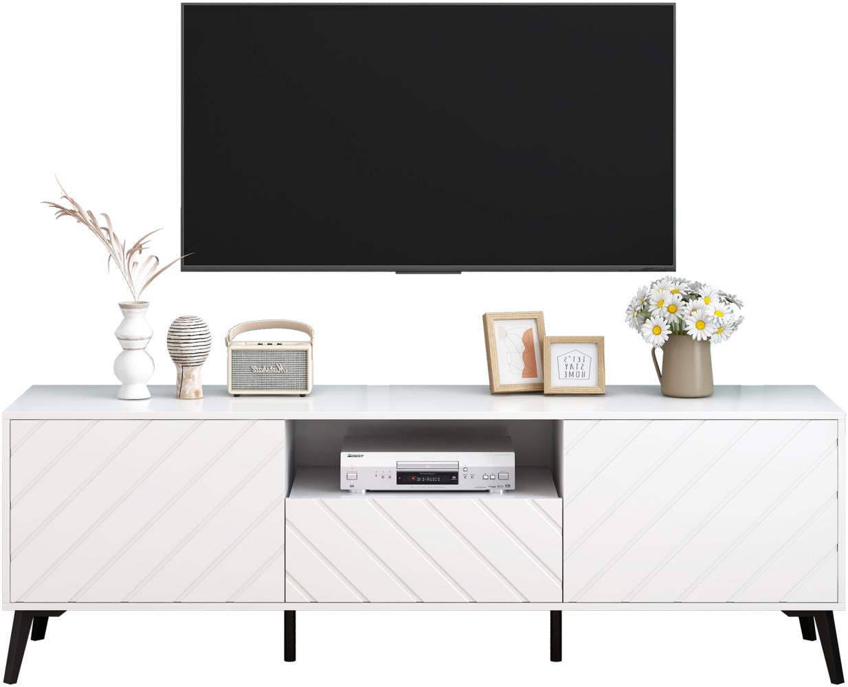 Merax 170 cm langer weißer TV-Ständer mit 2 Türen und 1 Schubladen für einen 70-Zoll-TV-Ständer Bild 1