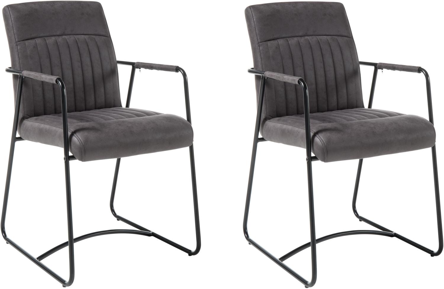 Stuhlset ANITA 2-tlg Stuhl Esszimmerstuhl Küchenstuhl Armlehne Metall grau Bild 1