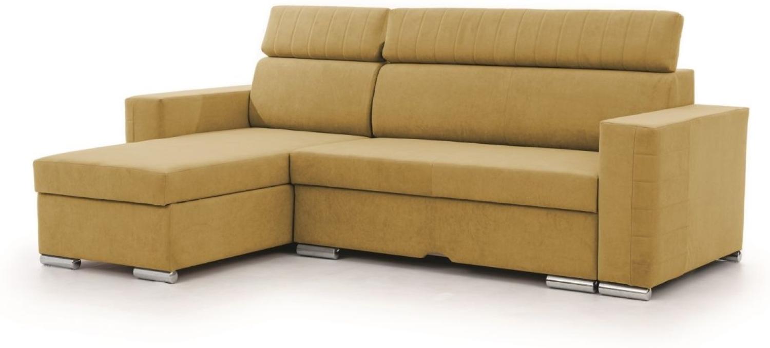 Ecksofa Schlafsofa Sofa CANTON in Stoff Camelia Senfgelb Ottomane Links Bild 1