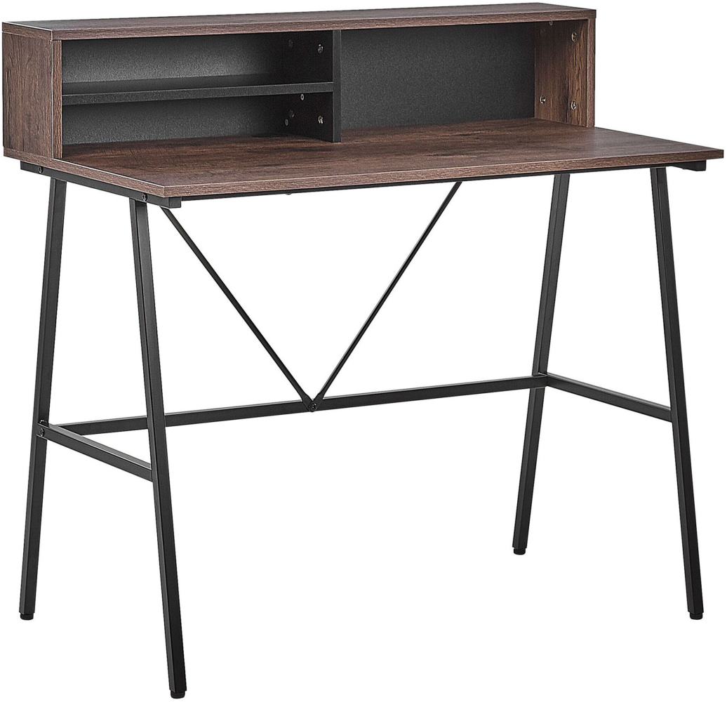 Schreibtisch heller Holzfarbton Spannplatte/Metall mit Ablage 100x50 cm Büro Bild 1