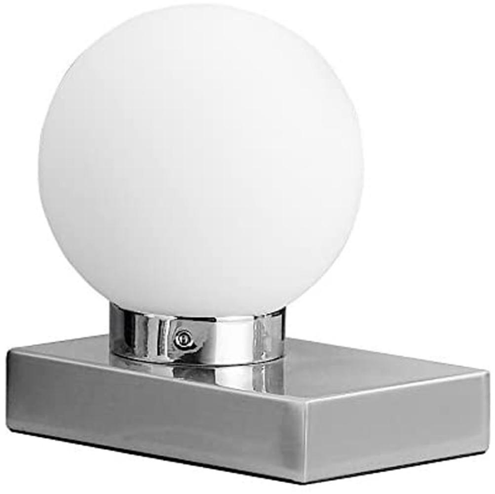 LED Tischleuchte Glaskugel Weiß Sockel Silber - Touch dimmbar, Ø 12cm Bild 1