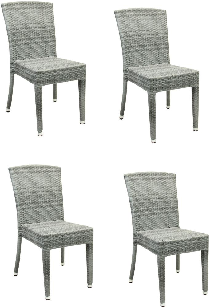 4x KONWAY® MAUI Stapelstuhl Granit Polyrattan Garten Sessel Stuhl Set stapelbar Bild 1
