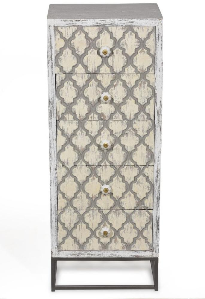 Sit Möbel Mahal Kommode antikweiß mit beige/schwarzer Front Bild 1