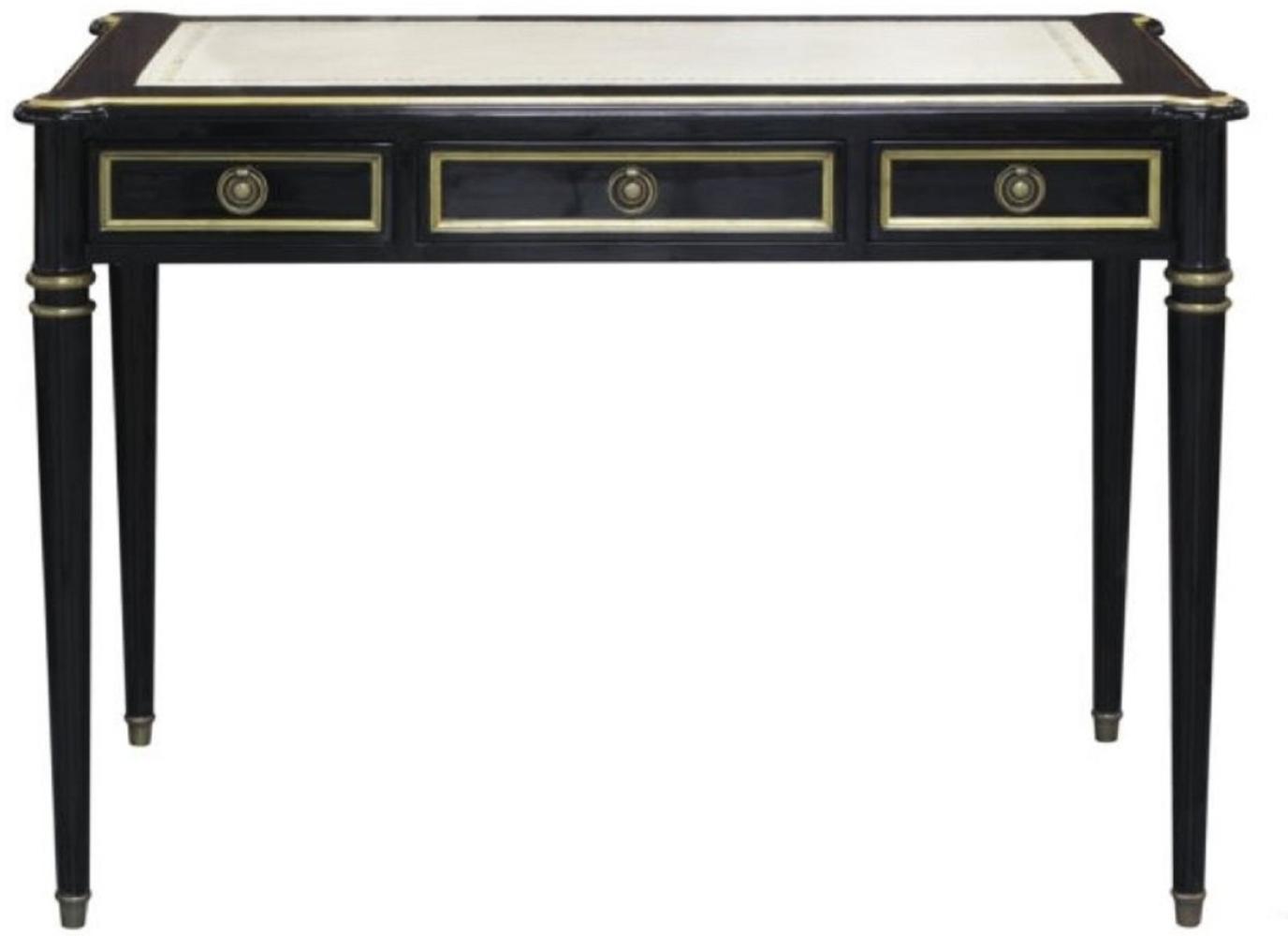 Casa Padrino Barock Schreibtisch mit 3 Schubladen Schwarz / Weiß / Gold 108 x 61 x H. 77 cm - Barock Büromöbel Bild 1