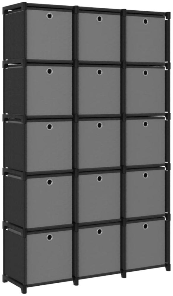 Würfel-Regal mit Boxen 15 Fächer Schwarz 103x30x175,5 cm Stoff Bild 1