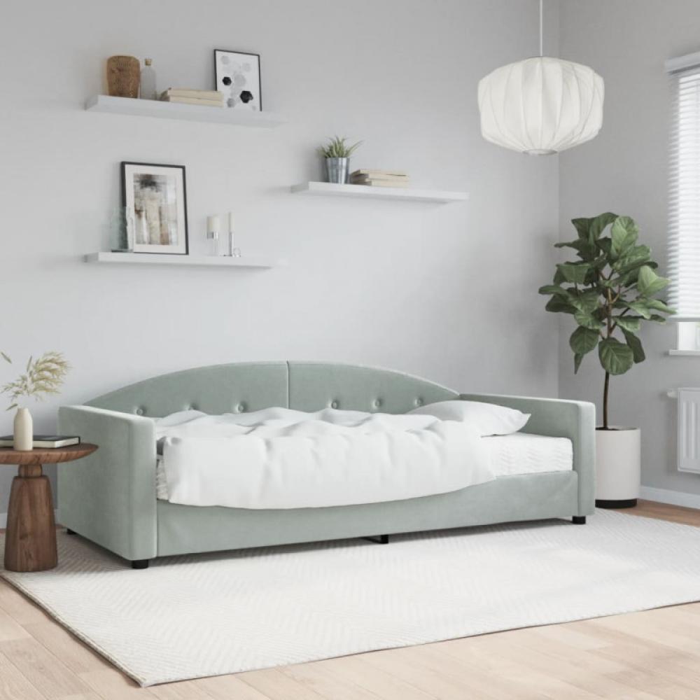 Tagesbett mit Matratze Hellgrau 90x200 cm Samt (Farbe: Grau) Bild 1