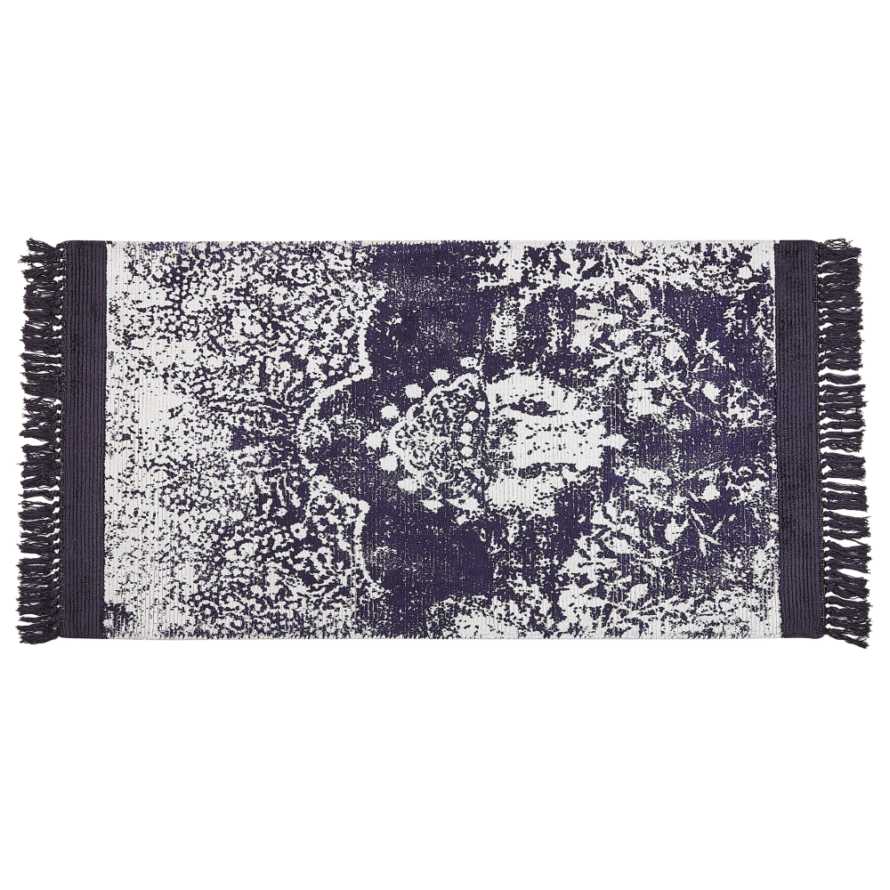 Teppich Viskose violett weiß 80 x 150 cm orientalisches Muster Kurzflor AKARSU Bild 1