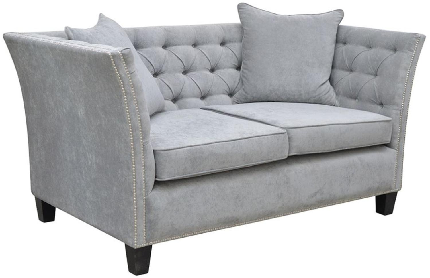 Casa Padrino Luxus Chesterfield Samt Sofa mit Kissen 174,5 x 91 x H. 86 cm Grau Bild 1