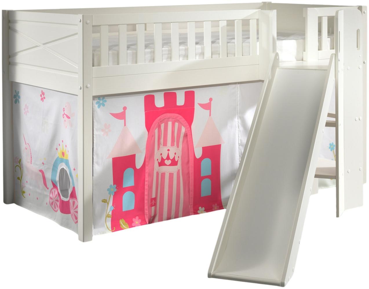 SCOTT Spielbett, LF 90 x 200 cm, mit Rolllattenrost, Rutsche, Leiter und Textilset Vorhang "Princess" Bild 1