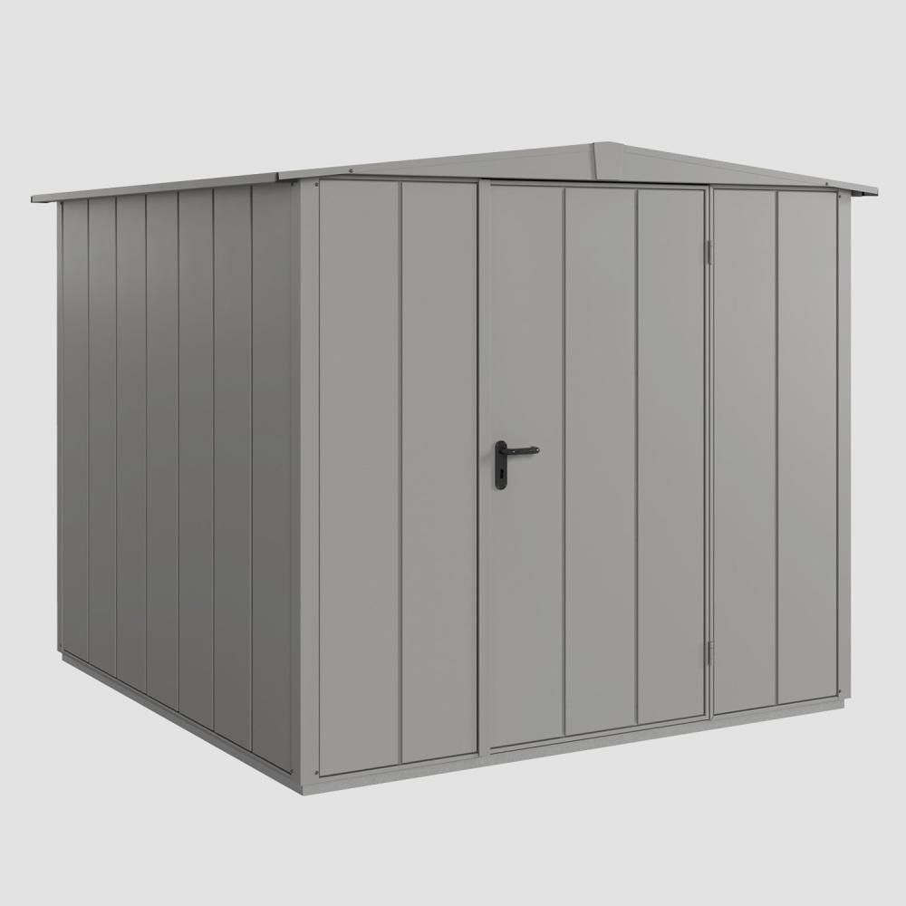 Hörmann Ecostar Aktionsangebot Metall-Gerätehaus Elegant mit Satteldach Typ 2, 238 x 238 cm , graualuminium, 5,7 m²,1-flüglige Tür Bild 1