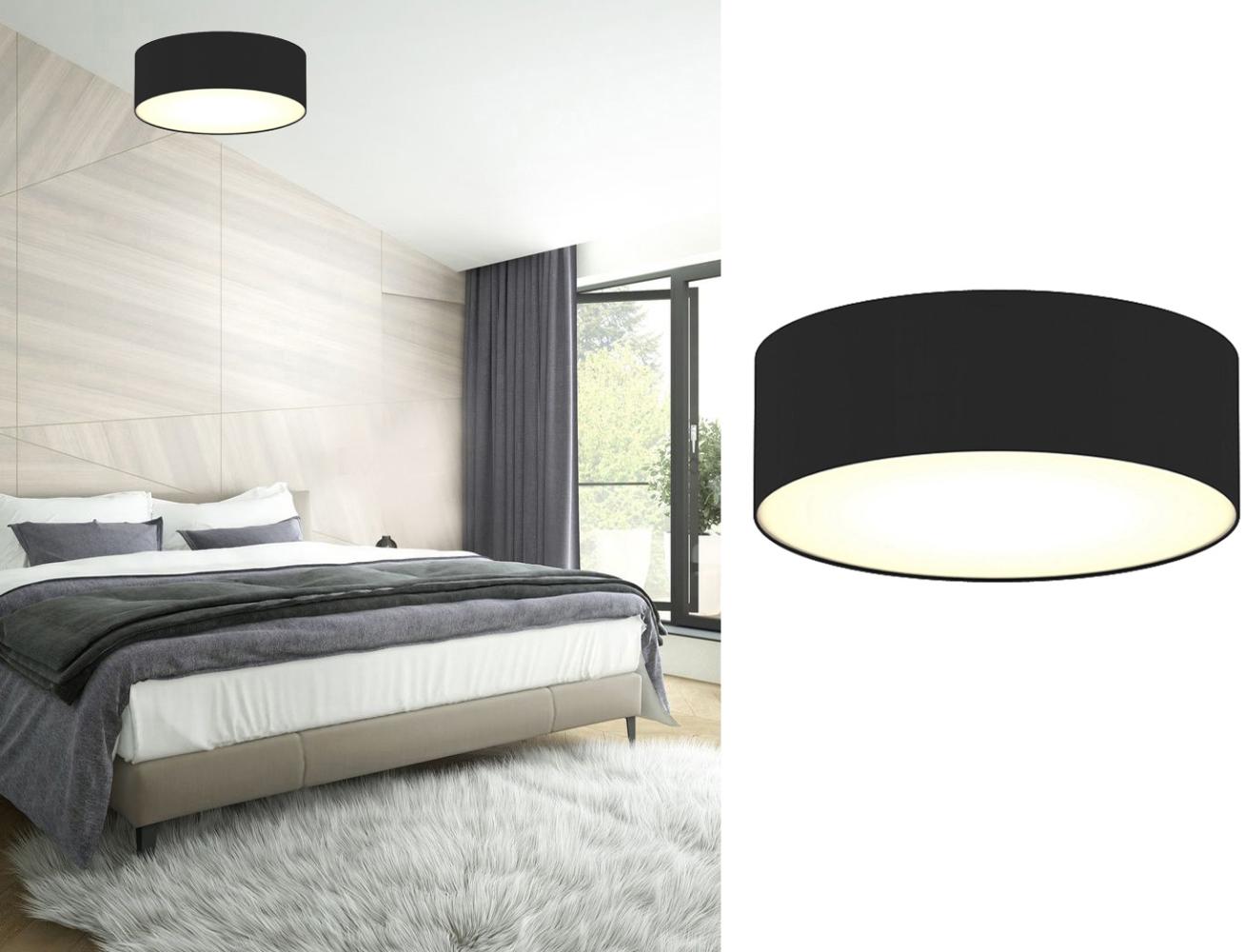 Deckenlampe mit LED, Stoff schwarz/Abdeckung satiniert, Ø 30 cm, CEILING DREAM Bild 1