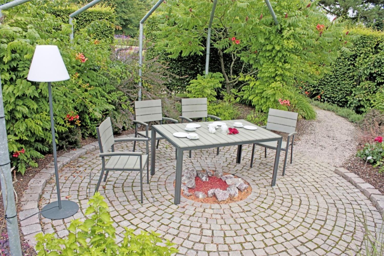 Garten Tischgruppe OLIVIA 5-tlg. Tisch 150 x 90 cm + 4 x Stapelstuhl Bild 1