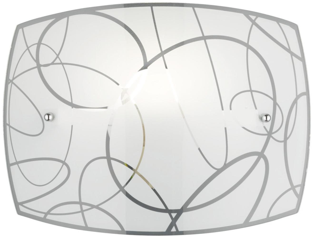 Exklusive LED Wandleuchte DIMMBAR 30x22cm Glasschirm in weiß mit dezentem Dekor Bild 1