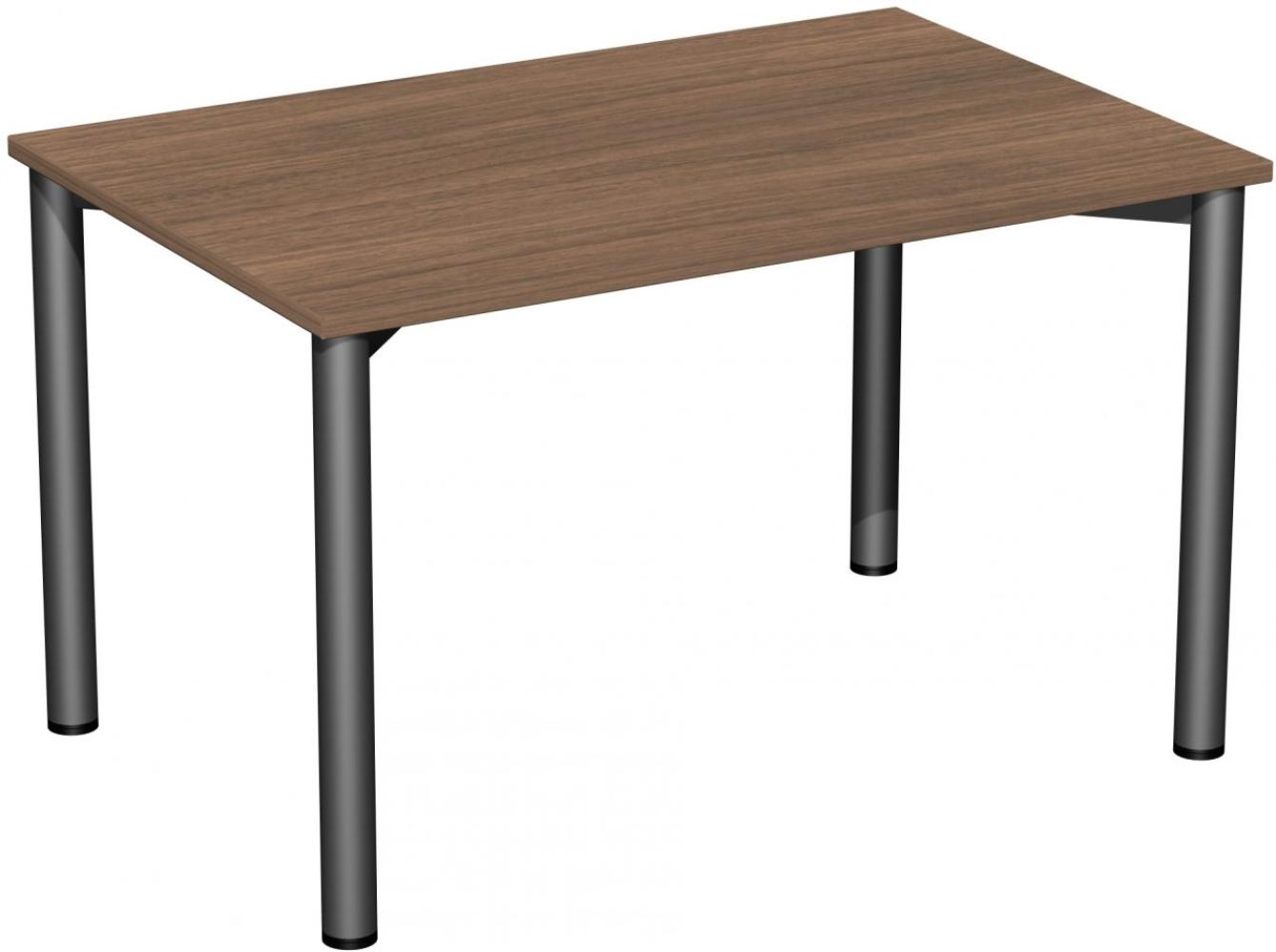 Schreibtisch '4 Fuß Flex', feste Höhe 120x80cm, Nussbaum / Anthrazit Bild 1