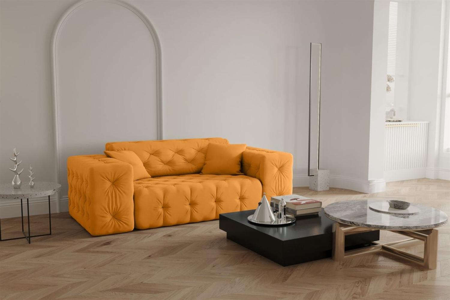 Sofa Designersofa CHANTAL 2-Sitzer in Stoff Opera Velvet Gelb Bild 1