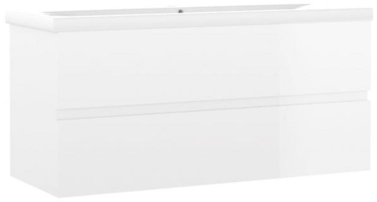 vidaXL Waschbeckenunterschrank Einbaubecken Hochglanz-Weiß Spanplatte [3071573] Bild 1