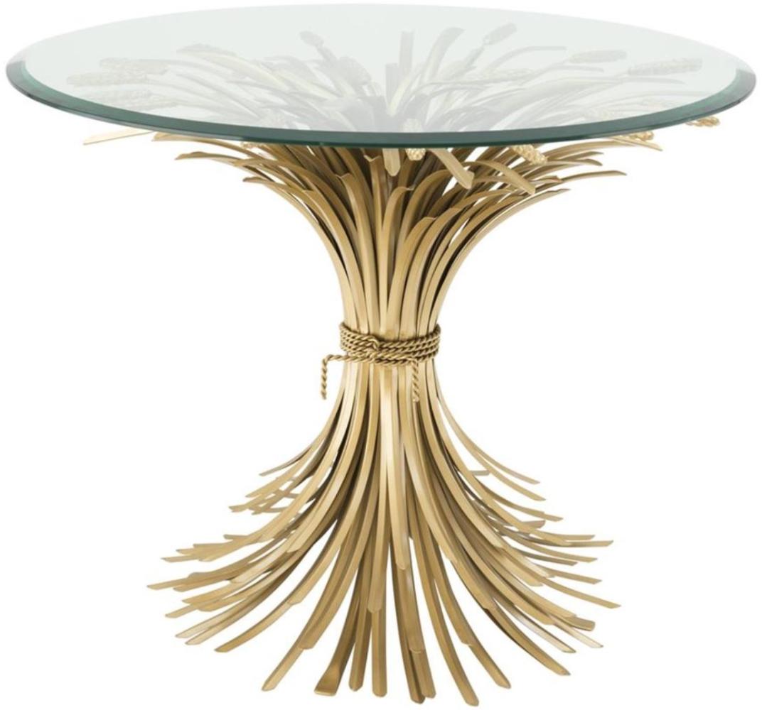 Casa Padrino Luxus Beistelltisch Antik Gold Ø 90 x H. 70 cm - Runder Designer Beistelltisch mit abgeschrägter Tischplatte Bild 1